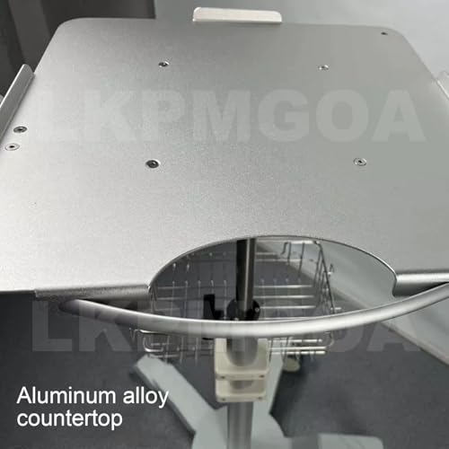 Carrito médico ajustable con parte superior grande de aleación de aluminio, 5 ruedas de freno, carrito rodante de alta capacidad para uso médico y sanitario