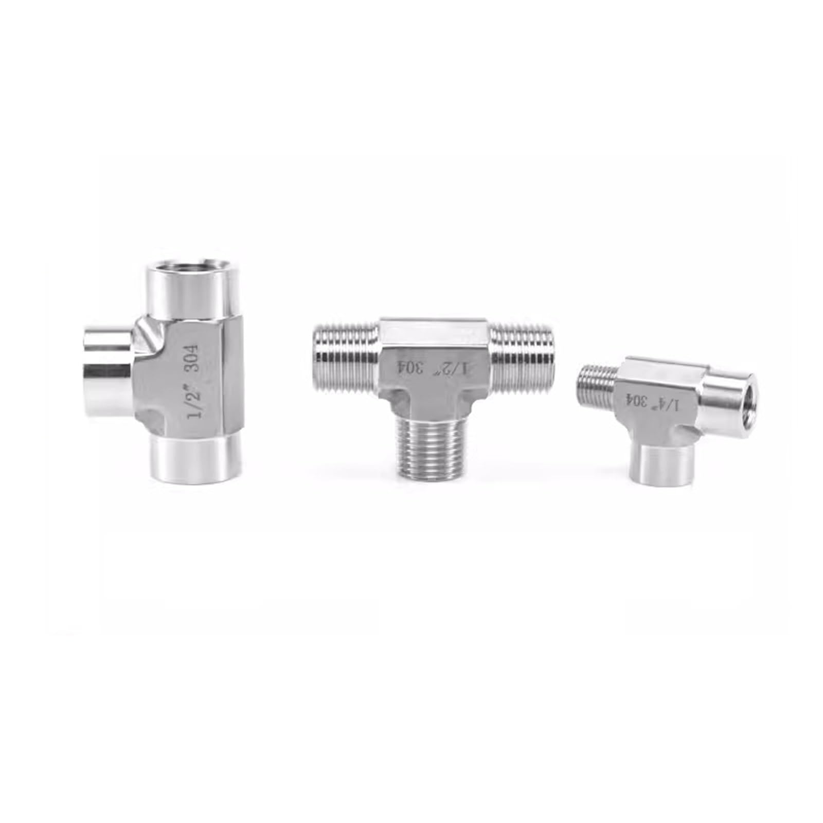 Raccordo a T filettato maschio BSPP NPT femmina a 3 vie in acciaio inox 304 316 ad alta pressione (316 BSPT1I4 maschio)