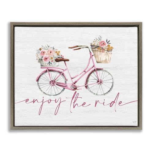 Stupell Industries 'Enjoy The Ride Bicycle'�A�t���[�e�B���O�t���[���L�����o�X�A�[�g�A�u���E���A21×17�C���`�A�|���₷�����A�č����ALux + Me Designs
