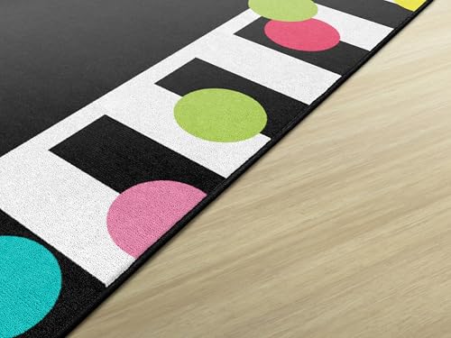 Flagship Carpets Just Teach Bright Polka Dot Border Classroom Area Rug for Indoor Classroom Learning or Kid Bedroom Educational Play Mat, 7'6" x 12', Multi - Image 4