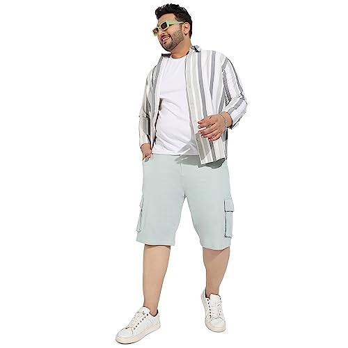 Image of Instafab Plus Men's Cargo Shorts for Casual Wear | 6 Pockets | Plus Size Fit | Button Closure | Cotton Poly Cargo Shorts Crafted with Comfort Fit for Everyday Wear