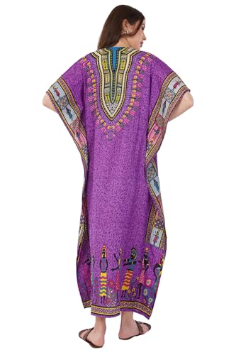 Divine threads Women African Print Kimono Cover Up V Neck Batwing Sleeve Plus Size Beach Kaftan Dresses Brown4