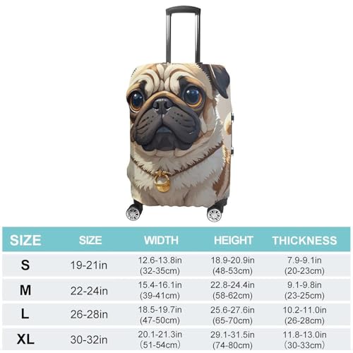 Cartoon Pug Printed Luggage Cover Protector, Fits 18-32 Inch Luggage2