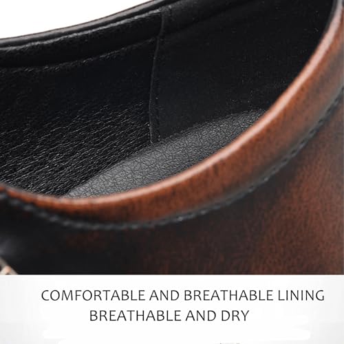 Men's Patent Leather Monk Buckle Loafers Retro Round Toe Double Buckle Lug Sole Non-Slip Slip-On Business Dress Shoes Suitable for Work Wedding Party4