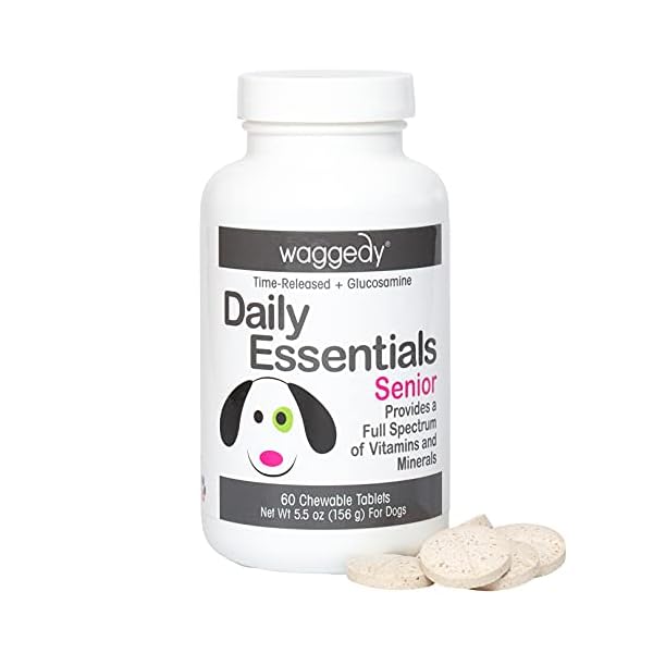 Waggedy Senior Dog Vitamins, Dog Multivitamin Senior Dog Treats to Promote Immune System & Joint Health for Dogs, Chewable Nutritional Supplement for Dogs, Made in The USA, Time Released Waggedy Senior Dog Vitamins, Dog Multivitamin Senior Dog Treats to Promote Immune System & Joint Health for Dogs, Chewable Nutritional Supplement for Dogs, Made in The USA, Time Released