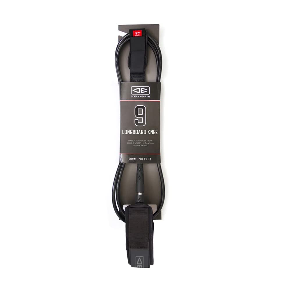 Ocean and Earth Longboard Regular Moulded Knee Surf Leash 9ft 0 Black