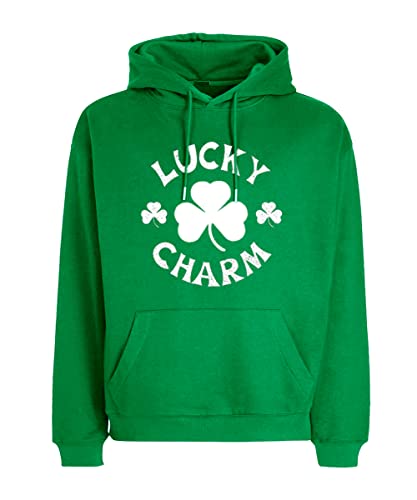 AOBUTE St Patricks Mens Shirt Hoodie Long Sleeve Shamrock Drawstring Sweatshirt with Pockets Lucky Charm M