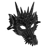BESTYASH Maschera Testa di Drago Nera in Plastica Riutilizzabile e Confortevole per Feste a Tema e Carnevale Halloween