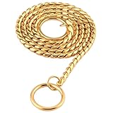Nukinp Dog Chain Collars, 15.8 Inch Stainless Steel Dog Choker Collar, Gold Slip Choke Chain for Dogs Training Walking