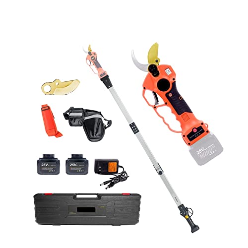 ZKLGS Tijeras de Podar Electricas, Tijeras de podar eléctricas inalámbricas con batería de 40mm y 25V con Extensor de Alcance, Motosierra eléctrica de 5 Pulgadas, Herramientas de jardín(Shears Pole)