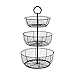 Gourmet Basics by Mikasa 5216454 Round Wrap 3-Tier Metal Floor Standing Fruit/Home Storage Basket, Antique Black