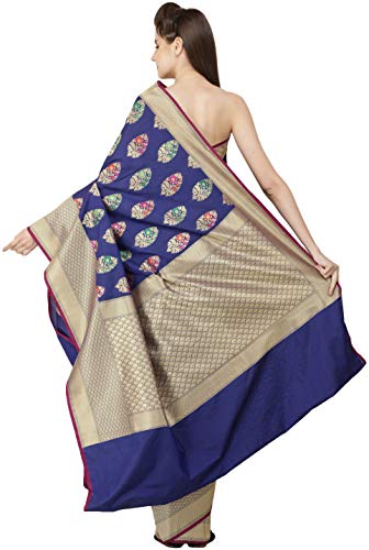 Exotic India blue zari woven silk saree – image 3