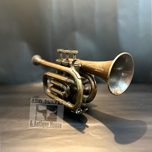 Beautiful Antique Finish Brass Trumpet For Students Musical Trumpet With Antique Finish Pocket Trumpet For Students #TOP2