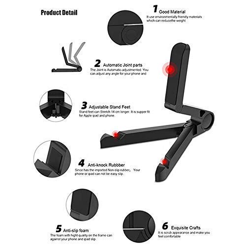 Image of pora's Portable Lazy Stand Mobile Holder with Goosneck Long Arm Clip | Foldable | 360 Degree Compatible for Universal Places As Office |Home |Kitchen | Bedroom (Base STAND-001)