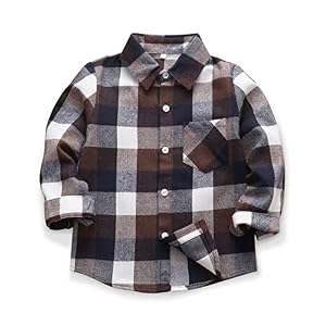 OCHENTA Men’s & Boys Flannel Shirts Button Down Long Sleeve Plaid Shirt Family Matching Outfits