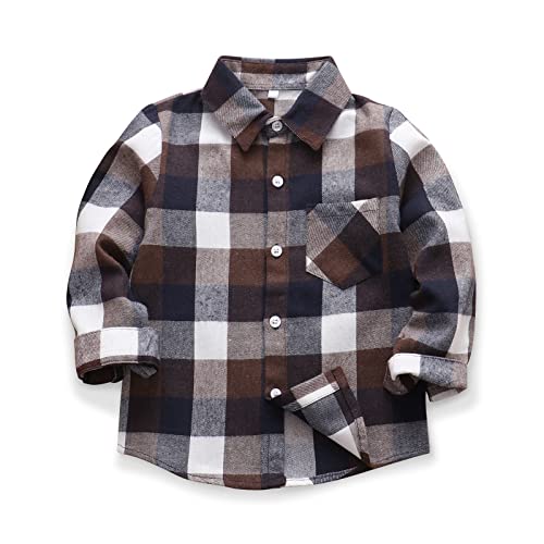 Image of OCHENTA Men's & Boys Flannel Shirts Button Down Long Sleeve Plaid Shirt Family Matching Outfits