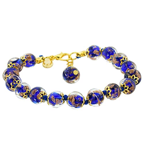 Glass of Venice Murano Bracelet - Italian Blue Sommerso Sparkling Beads Handmade Blown Glass for Women2