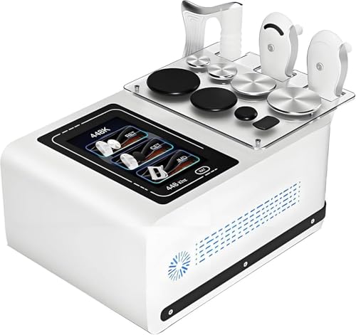GEHPYYDS Máquina Profesional de radiofrecuencia de 448K para pérdida de Peso y remodelación Corporal, con 3 manijas y 8 Estaciones de Trabajo para un Tratamiento físico Profundo. White