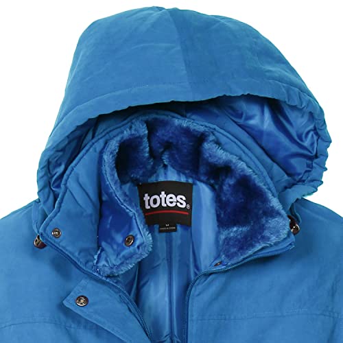 Totes Womens Winter Coat With Faux Fur Hood Parka Coat Water Resistant Anorak, Medium Blue, Large #TOP2
