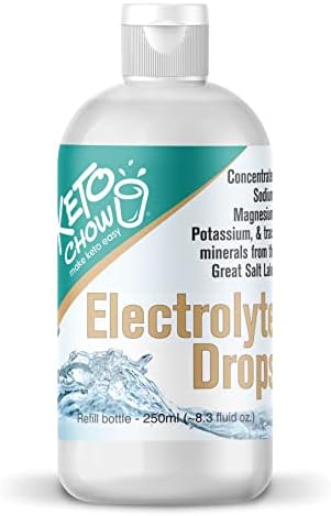 Keto Chow Electrolytes | Electrolyte Hydration Drops Supplement | Sodium, Magnesium, Potassium & Trace Minerals | Unflavored Drink Mix Perfect for Keto Diet and Intermittent Fasting | Sugar Free