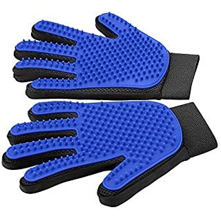 YaRab [Upgrade Version Pet Grooming Glove - Gentle Deshedding Brush Glove - Efficient Pet Hair Remover Mitt - Enhanced Five Finger Design - Perfect for Dog & Cat with Long & Short Fur - 1 Pair