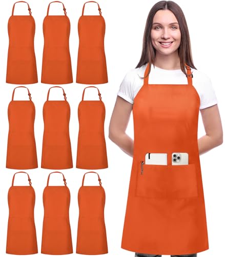 Utopia Kitchen Bib Aprons 10 Pack Adjustable With 2 Pockets