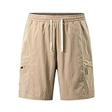 Cargohose Herren Kurz Sommer Sporthose Oversize Freizeithose Baggy Jogginghose Atmungsaktiv Herren-Shorts Große Größen Sommerhose Leicht Fitnesshose Boardshorts Surf Strandhose Khaki XL