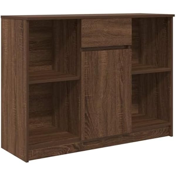 vidaXL Komoda z szufladą Brązowy dąb 101x35x76 cm Drewno klejone, szafka do przechowywania, szafka kredensowa, szafka w przedpokoju, szafka bufetowa