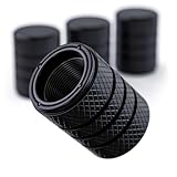 PC Autoworks Aluminum Tire Valve Stem Caps – Anti-Rust, Premium Anodized Aluminum, Corrosion-Resistant, Easy Install, Universal Fit for Car, Truck, Bike, SUV – 1 Pack/Set of 4 (Onyx Black)