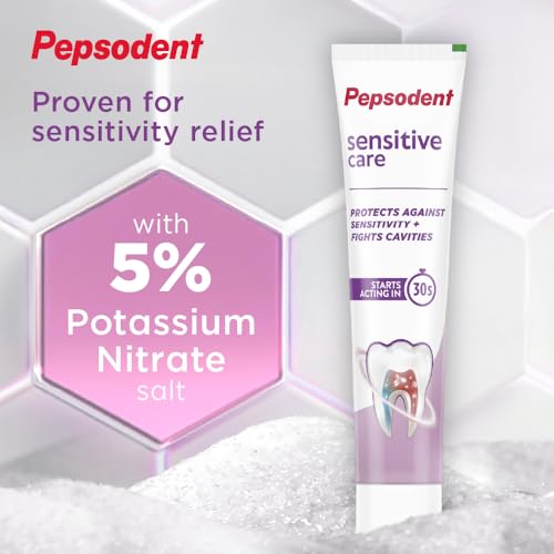 Image of PEPSODENT SENSITIVE Care Toothpaste, Multipack, specially formulated with 5% Potassium Nitrate, Starts Acting in 30s,100% Vegetarian, Protects against Sensitivity & Fights Cavities,150G(75Gx2)
