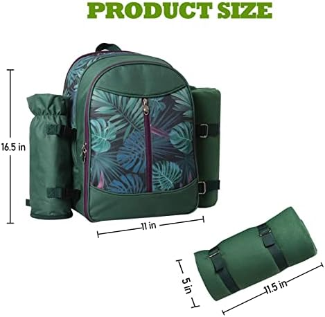 Picnic Backpack for 4 with Blanket Waterproof,Picnic Set with Insulated Cooler Bag Wine Holder,Picnic Bag for Family