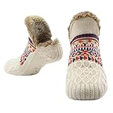 CMZYBBD Calcetines Mujer Calcetines De Suelo para Otoño E Invierno, Calcetines Cálidos para El Hogar para Mujer, Calcetines para La Nieve,Calcetines Tipo Pantuflas-blanco-35-39 (24 Cm)