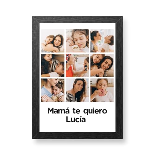 Made In Gift - Lámina Enmarcada - Lienzo Personalizado Con Foto Y Texto - Decoración Hogar - Tamaño A4 - Regalo Para Mamá O Abuela - Marco Negro Elegante Incluido