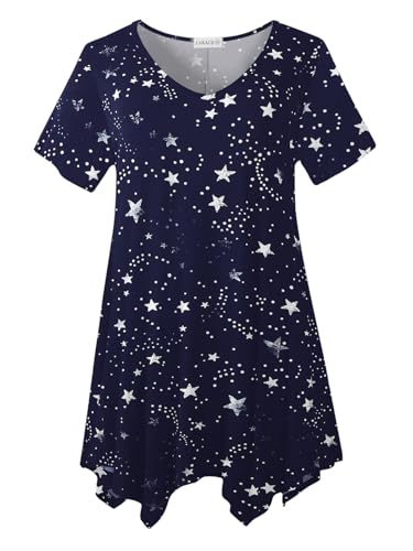 LARACE Plus Size Short Sleeve Tunic Tops for Women, Stars57, 3X
