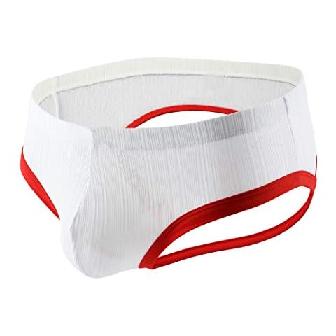 Uneihoiz Men's Low Rise Sexy Back Cutout Underwear Thongs Jockstrap Medium White Cover
