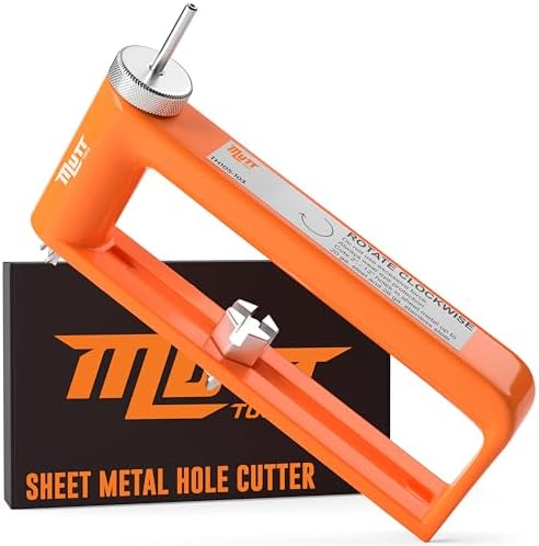 Mutt Tools Adjustable Hole Cutter for Metal – Cuts 2–12" Holes in 24ga Steel & 26ga Stainless – Heavy Duty Tool for HVAC, Duct Work, Electrical & Ceiling Installs