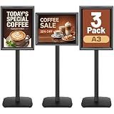 VAIIGO Lot de 3 Porte Affiche A3 robuste sur Pied - Base fonte lestée, Rotation 360°, Cadr...