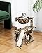 SYANDLVY Leopard Print Cat Tree for Indoor Cats, Small Cat Tower with Scratching Post & Board, Modern Activity House Condo with Cradle, Hanging Ball for Play, Kittens Cave