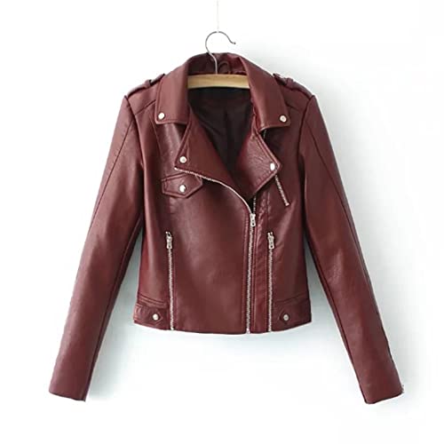 Women's Faux Leather Shacket Long Sleeve Zip Up Motorcycle Jacket Moto Biker Coat Notch Lapel Open Front Cardigans2