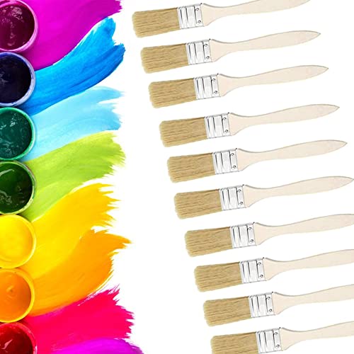 10 Pcs Cepillo de Pintura, Brochas Pintura Pared, Pincel Plano, Brocha para Pintar Madera, Brochas Pintura Pared para Pinturas, Impermeabilización Marina y Bricolaje Doméstico.(Una Pulgada) Cover