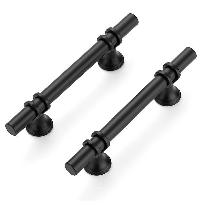 Ravinte 15 Furniture Handles Cabinet Handles for Cabinets Kitchen Cabinets Furniture with Round Base Drawer Handles 89 mm Black