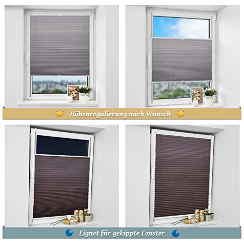 Buseu Plissee Klemmfix ohne Bohren 45x150cm Anthrazit Plisseerollo – Ansicht 5
