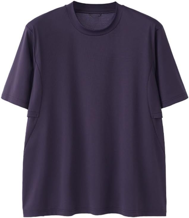 Men Round Neck Far East T-Shirt Casual Breathable Polyester Sweat-Wicking Splicing Short Sleeves Outdoor Sports Vest