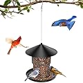 Bird Feeder for Outdoor Hanging, Mess Free Birdfeeder for Outdoor with Catch Tray, Heavy Duty Metal for Outside Hanging to Attracting Birds