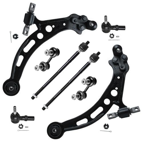 Image of Detroit Axle - Front 8pc Control Arms Kit for Toyota 1992-1996 Camry Lexus ES300, 1995-1996 Avalon, 2 Lower Control Arms w /Ball Joints 4 Tie Rods 2 Sway Bars Replacement