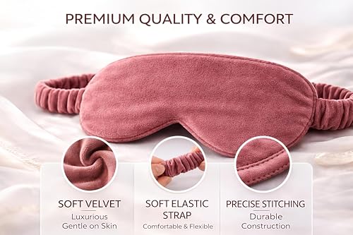 Image of Velvet Eye Sleep Mask for Men & Women Soft Light Blocking Sleeping Eye Mask with Adjustable Strap Travel Relaxation Eye Cover for Home Flight Deep Rest (Dusty Pink PC 1)