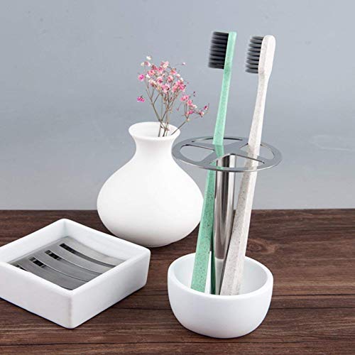 Dullrout Toothbrush Holder Stand, Multi-Functional Toothbrush Holder For Bathroom Vanity Countertop, Stainless Steel Divided, Stylish Design, Holds 4 Standard Brushes, Ideal For Home, Hotel #TOP1