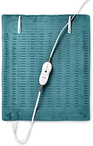 Sunbeam XXL Heating Pad, 20"x 24", For Back, Neck, Shoulder, and Period Cramp Pain Relief, 4 Heat Settings, Auto Shut-Off, Machine-Washable, Gifts For Mom & Wife, FSA/HSA Eligible, Dark Teal