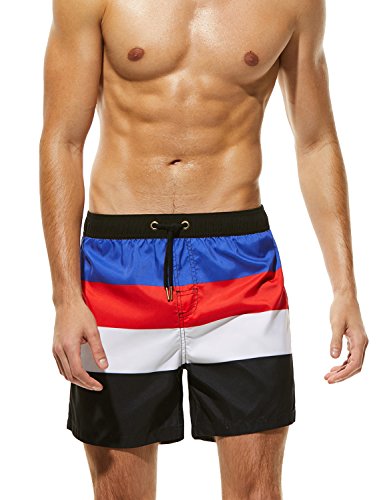TAUWELL Mens Sports Surfing Swimwear Board Shorts (Small / 25-27 Inches, 8301 Blue/red)