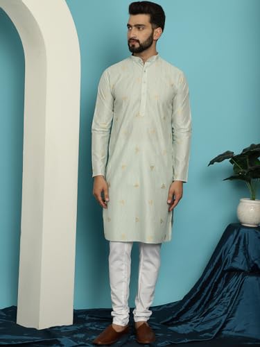 Image of SOJANYA (Since 1958 Men's Jacqard Silk Kurta & White Pyjama Set